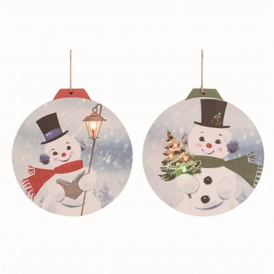 Transpac Retro Canvas Ornament Set of 2 Multicolored Christmas Tree Decor Indoor Gift for Holiday Cheer