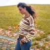 Women's Burnt Orange Irregular Striped Long Sleeve Sweater - Cupshe - 4 of 4