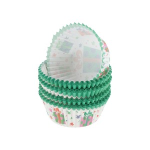 Unique Bargains Disposable Baking Cups Greaseproof Paper Red Blue 3.15"x3.15"x1.18" 100 Pcs - 1 of 4