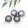 Northlight Shiny and Matte Christmas Glass Ball Ornaments - 4" (100mm) - Silver - 4ct - 2 of 4