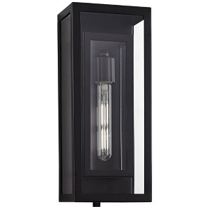Possini Euro Design Double Box Modern Outdoor Wall Light Fixture Black Metal 16 1/2" Clear Glass for Post Exterior Barn Deck House Porch Yard Patio - 1 of 4