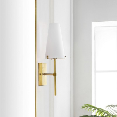 Nanda Brass Gold Iron Wall Sconce with White Shade