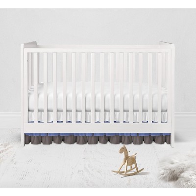 Bacati - 3 Layer Ruffled Crib/Toddler Bed Skirt - White/Blue/Gray