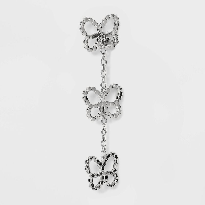 Pave Butterfly Cubic Zirconia Drop Earrings - Wild Fable&#8482; Silver, 4 of 5