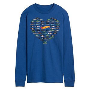 Men's - Hot Wheels - Valentine's Hot Wheels Heart Long Sleeve Graphic T-Shirt - 1 of 4