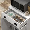LunaLulinlk Microwave Cabinet with Storage Drawer, Adjustable Shelf, Buffet with Hutch and Cable Hole, White - 2 of 4