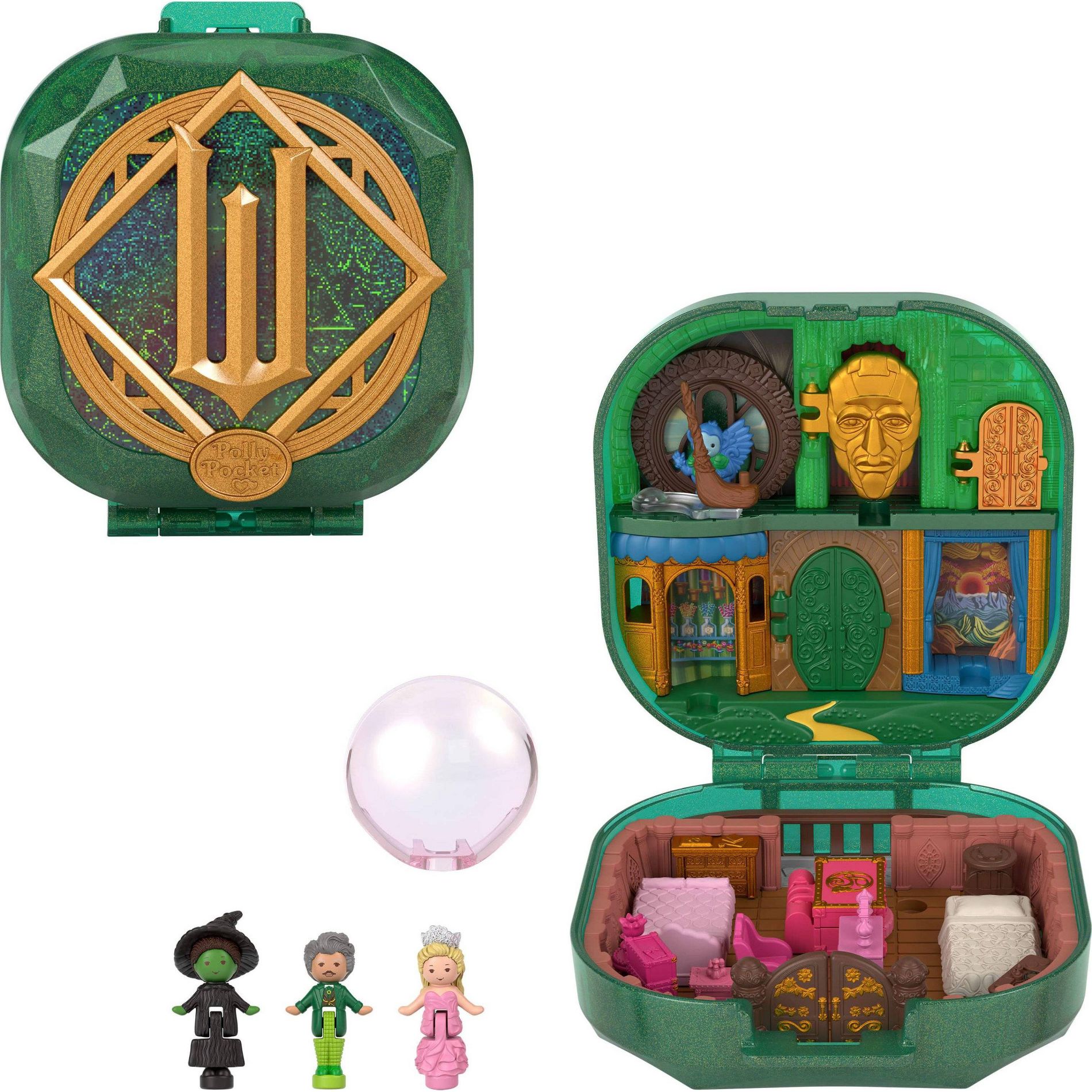 Polly Pocket Micro Dolls and Playset, Collector Wicked Compact with Hat and Bubble Accessories