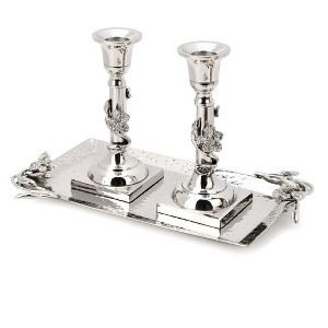 Classic Touch Tray with Two Candlesticks with Jeweled Flower - 1 of 3