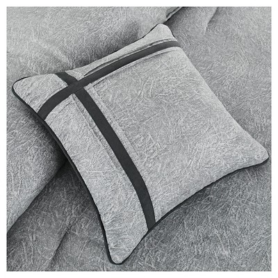 Gray King Faux Suede 7-Piece Comforter Set with Decorative Pillows