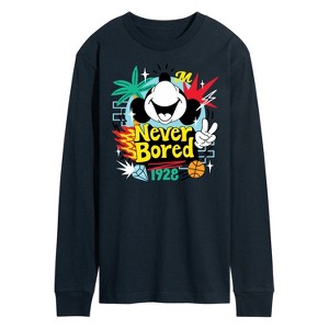 Men's - Disney - Mickey Mouse Never Bored Long Sleeve Graphic T-Shirt - 1 of 4