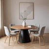 HomeRoots 63" Brown and Black Solid Wood and Metal Pedestal Base Round Top Dining Table - 2 of 4