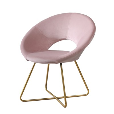 NicBex Silky Velvet Accent Chair,Upholstered Living Room Chairs with Mid-Height Backrest and Gold Finished Base,Accent Chairs for Living Room