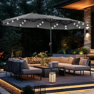 Captiva Designs 15' x 9' Rectangular Outdoor Patio Market Umbrella with Extra Large Base and Sand Bags - 1 of 4
