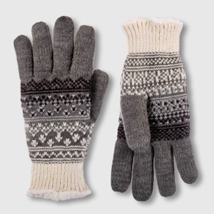 Isotoner Adult Fair Isle Gloves - Gray - 1 of 2