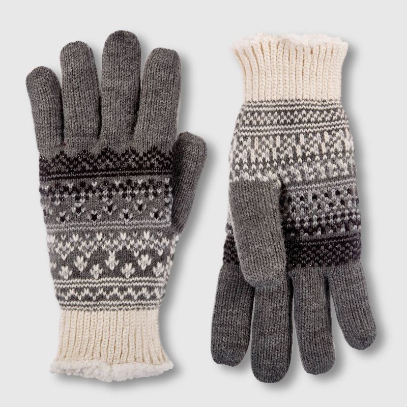 Isotoner Adult Fair Isle Gloves - Gray, 1 of 6
