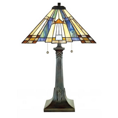 Quoizel Inglenook 25" Glass Arts and Crafts Tiffany-Style Table Lamp