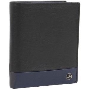 Jack Abrahams - Jack Abrahams Goat Nappa Leather Bi-Fold Wallet with ID Window Black/Navy - 1 of 4