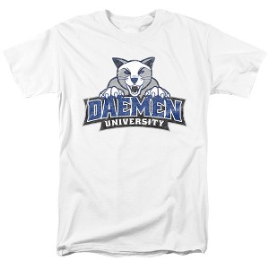 Daemen University Distressed Primary Logo Adult T Shirt, White, Small - 1 of 4