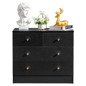 GlasFlength Utility Storage Cabinets Modern Four Drawer Dresser Simple Elegant Design for Bedroom Living Room, Black, 25.98"*12.99"*22.64" - 1 of 4