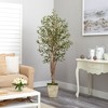 Nearly Natural 6.5-ft Olive Artificial Tree in Country White Planter - 4 of 4