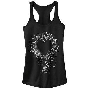 Juniors Womens Lost Gods Heart Fireworks Racerback Tank Top - 1 of 4