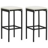 vidaXL Patio Bar Set 3 Piece, Outdoor Bar Table and Stools with Footrest, Patio Furniture Set with Cushions, Dining Set, Farmhouse Modern, Black - 3 of 4