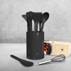 Itopfox Silicone Cooking Utensils Set - Heat Resistant, Nonstick Kitchen Tools with Spatulas, Spoons, Whisk, Tongs, Dishwasher Safe, Black - 2 of 4