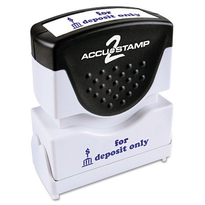 Accustamp2 Pre-Inked Shutter Stamp with Microban Blue FOR DEPOSIT ONLY 1 5/8 x 1/2 035601