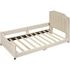 Acekool Twin Upholstered Daybed, Modern Stripe Headboard Low Platform, Multi-Use Sofa Bed for Bedroom, Living or Guest Room, Beige - 4 of 4