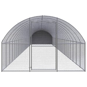vidaXL Outdoor Chicken Coop - Spacious Galvanized Steel Cage with Water-Resistant Roof - Ideal for Chickens, Ducks, and Small Animals - Silver Gray - 1 of 4
