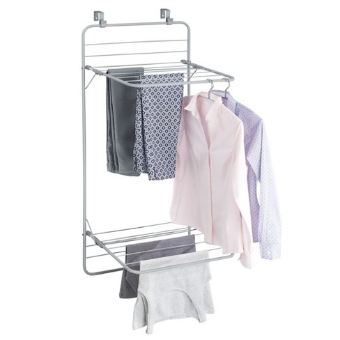 Mdesign Steel Collapsible Over The Door Laundry Drying Rack Silver gray Target