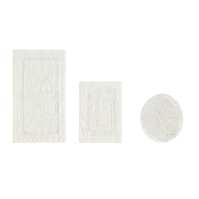 Lux Premium 100% Cotton  Ultra-Soft Tufted Solid Reversible 3 Piece Bath Rug Set, Water-Absorbent, Durable, Machine Washable Bathroom Rug