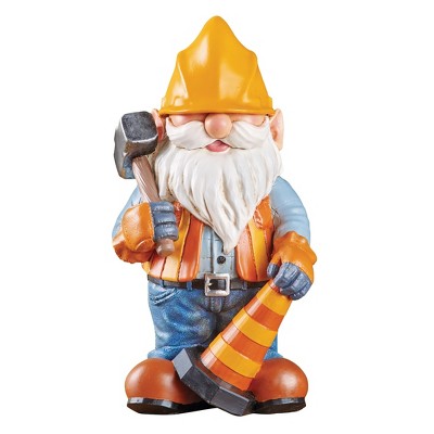 Collections Etc Hand-Painted Construction Worker Gnome Decorative Statue