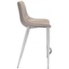 Brushed Steel Frame Counter Stool, 39.8"H Brown Faux Leather Seat, Upholstery, Set of 2 By Zuo Modern - 3 of 4