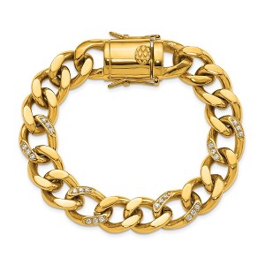 Chisel Stainless Steel Polished Yellow IP-plated with Cubic Zirconia 8" Curb Link Bracelet - 1 of 4