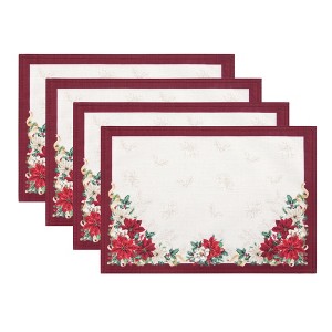 Poinsettia Garlands Engineered Placemats, Set of 4 - Multicolor - 13x19 - Elrene Home Fashions - 1 of 4