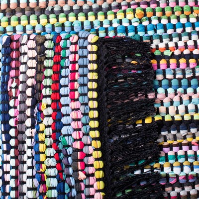 Coastal Charm Black Cotton 6' Square Handwoven Rug
