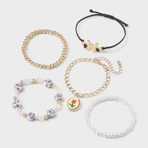 Girls' 5pk Rose Charm Bracelet Set - art class™ - 1 of 3