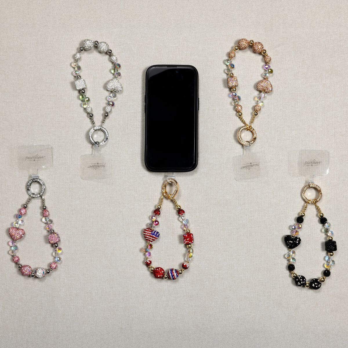 Pavilion Gift Company - Champagne Crystal Wristlet - Beaded Hands-Free Gold Wrist Strap - Cell Phone Accessories - thumbnail 5