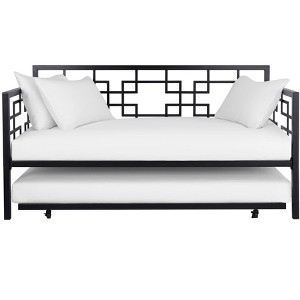 RealRooms Penelope Metal Geometric Daybed with Trundle, Twin, Black - 1 of 4