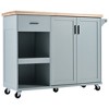 Maliang Kitchen Island with Foldable Counter Top, Slide-Out Shelf, Towel Rack and Drawer, Rolling Kitchen Cart on Wheels - 2 of 4