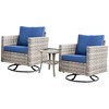 XIZZI Patio Outdoor Swivel Rocking Chairs Set of 2 with Side Table, 3 Pieces PE Rattan Wicker Patio Bistro Set with 360 Degree Rotation Chairs - 2 of 4