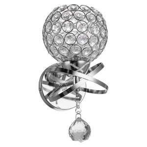 YANSUN 5.12 in. 1-Light Chrome Indoor Wall Sconce with Antique Metal Crystal Shade - 1 of 1