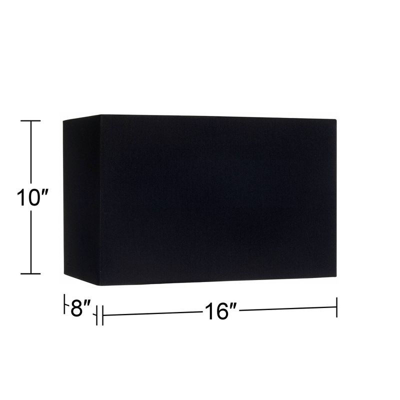 Springcrest Black Medium Rectangular Hardback Lamp Shade 16" Wide x 8" Deep x 10" High (Spider) Replacement with Harp and Finial, 5 of 9