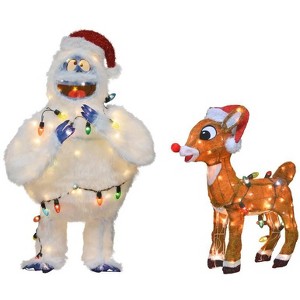 Special Kit: 32In Rudolph 3D Prelit Yard Art Bumble With Light Strand Plus 24" Rudolph 3D Pre-Lit Yard Art Standing Rudolph With C9 Lights - 1 of 2