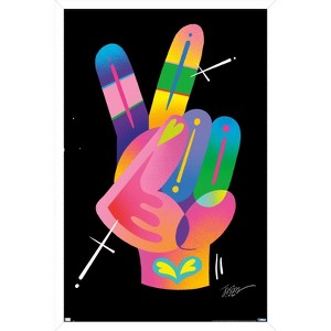 Trends International Jason Naylor - Peace Sign Hand Framed Wall Poster Prints - 1 of 4