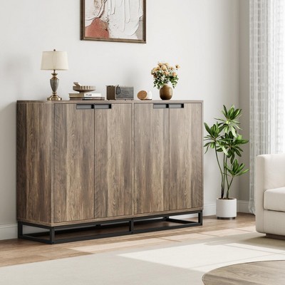 Buffet Cabinet with Storage, 55" Large Accent Sideboard Modern Credenza with 4 Doors and Shelves