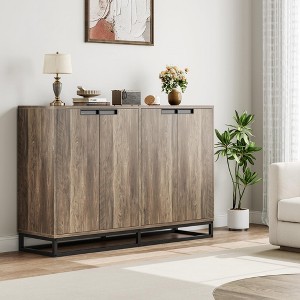 Buffet Cabinet with Storage, 55" Large Accent Sideboard Modern Credenza with 4 Doors and Shelves - 1 of 4