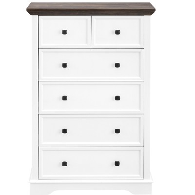 VYNXARI 6 Drawer Dresser,6 Drawers cabinet Tall Chest of Drawers Closet Organizers Storage Clothes, cabinet of 6 drawers Living Room,White