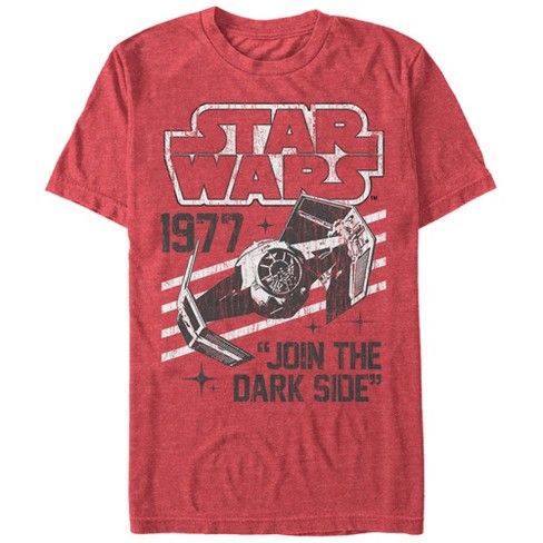 Men's Star Wars Darth Vader's TIE Fighter 1977 T-Shirt - Red Heather - Small